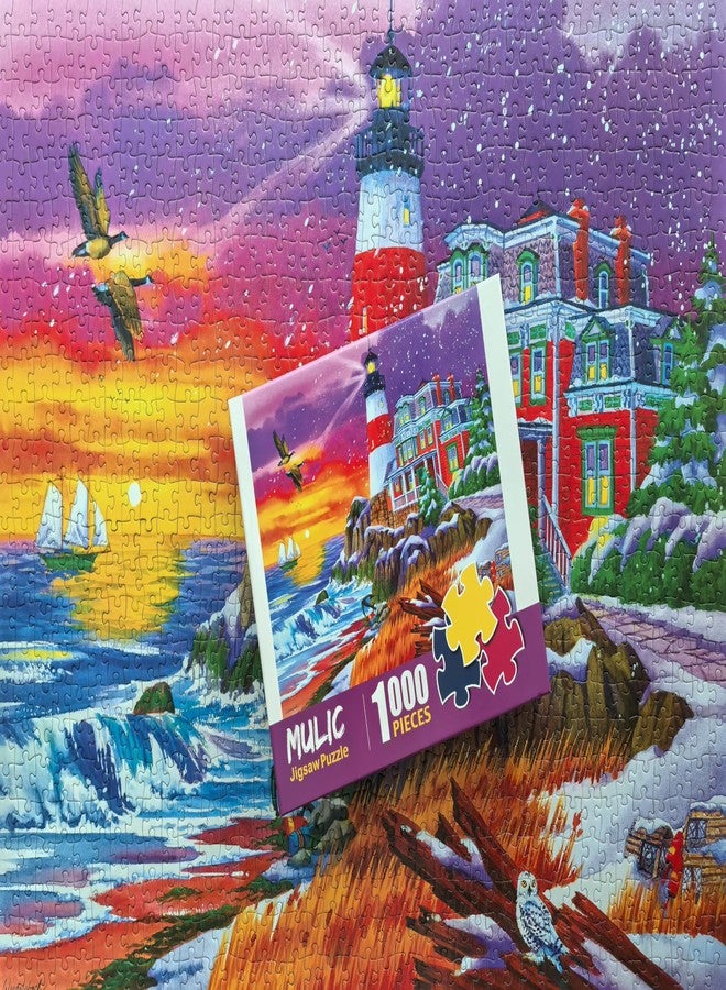 Mulic Puzzles for Adults 1000 Pieces - Winter Jigsaw Puzzle - Victorian Lighthouse Licensed by Nancy Wernersbach - Image 3